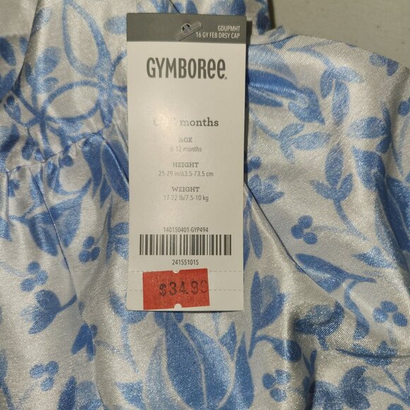 Gymboree Baby Girls 6-12 Months Blue Floral Sleeveless Party Dress With Bow Acce - Picture 5 of 7